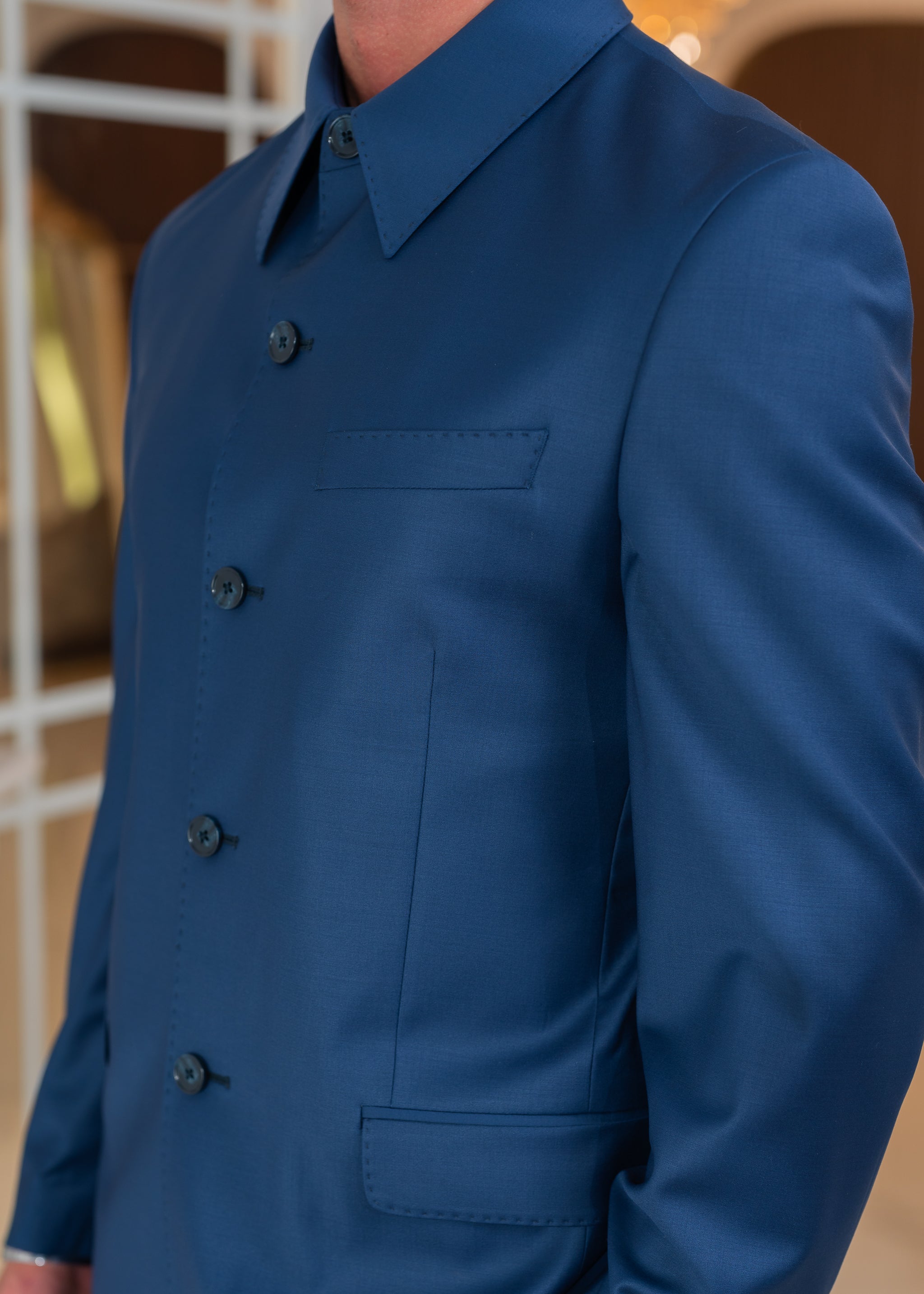 Safari à col chemise Bleu Saphir - Zignelli