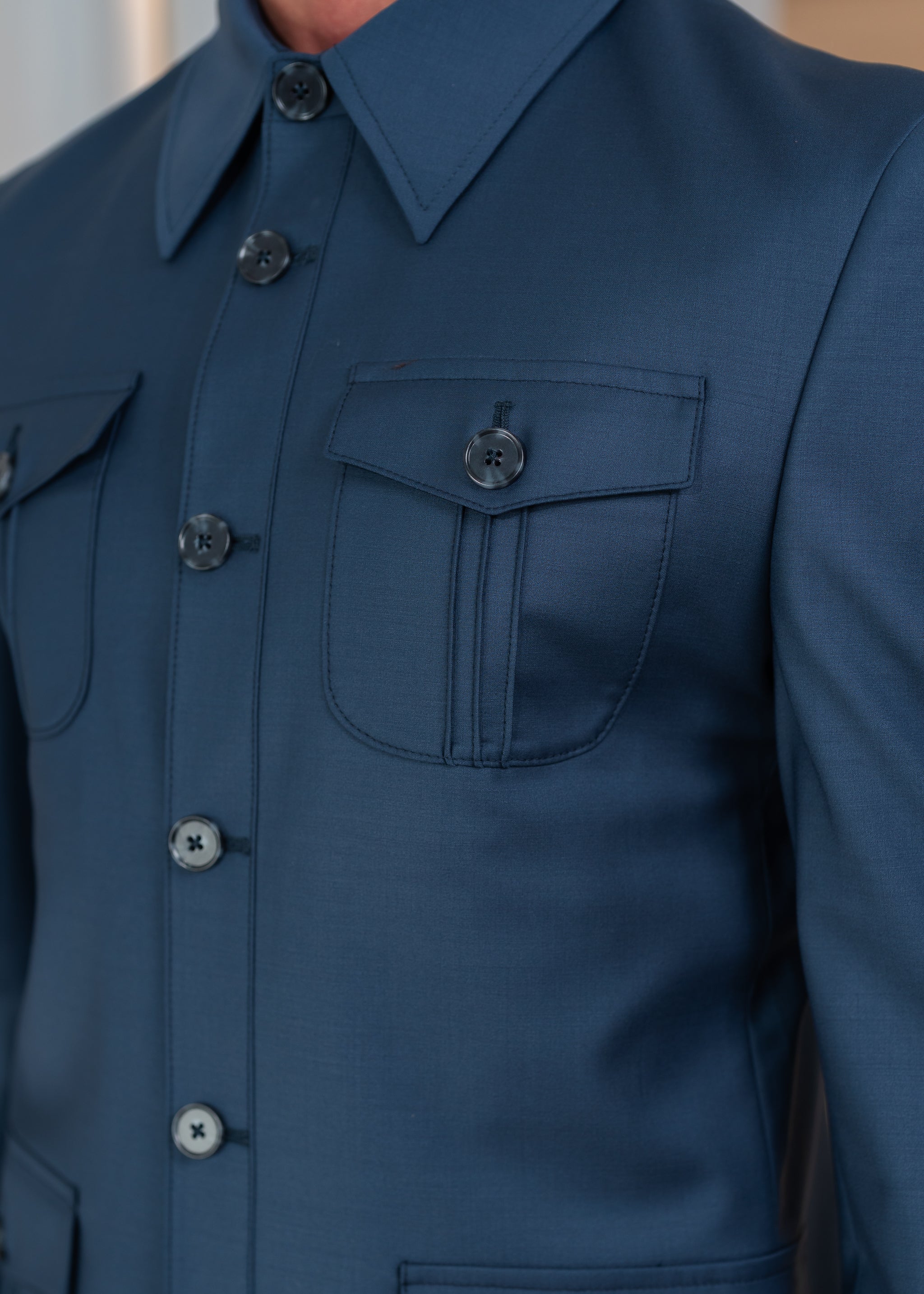 Safari à col chemise Bleu Ardoise - Zignelli