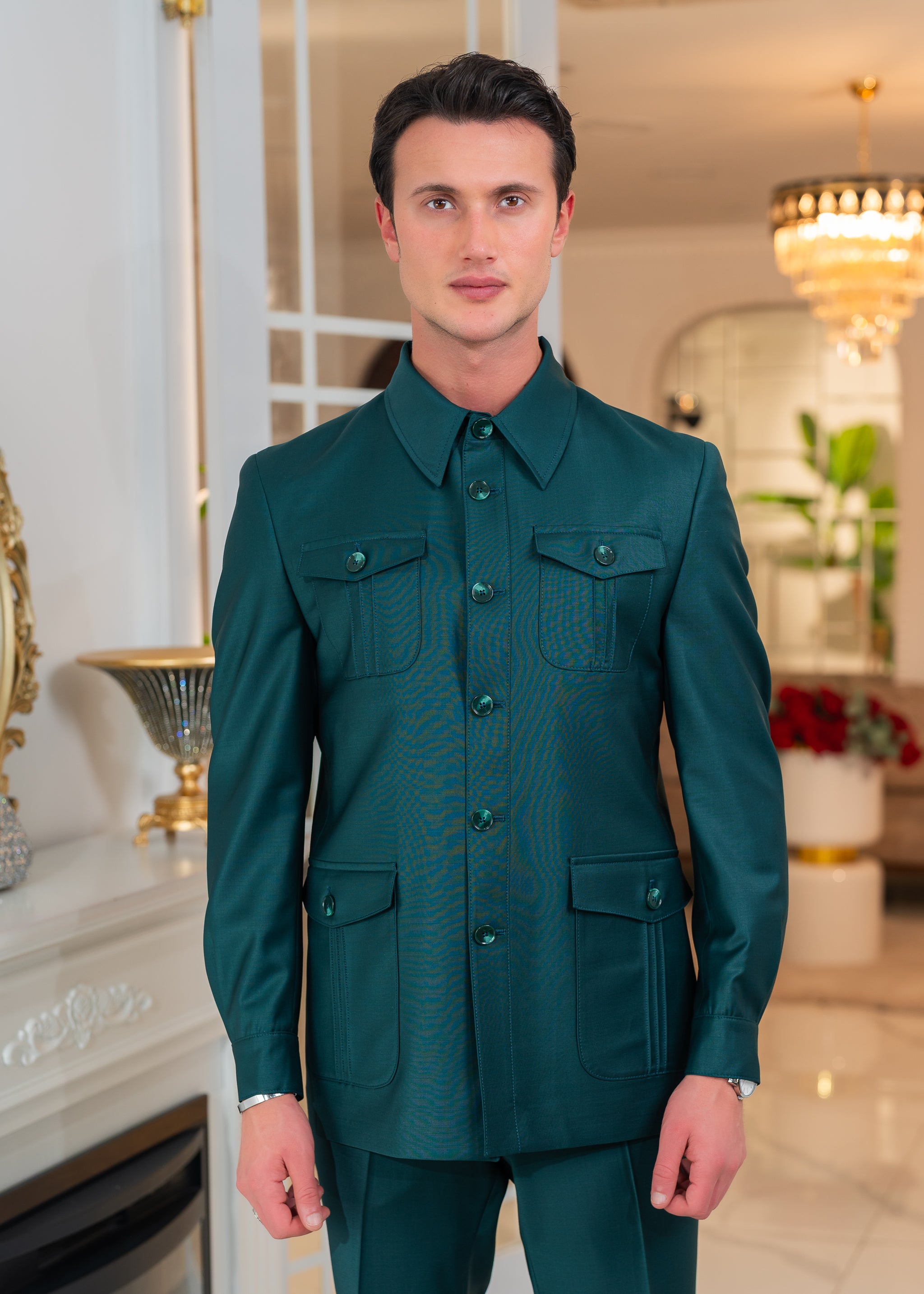 Safari à col chemise Vert Émeraude - Zignelli