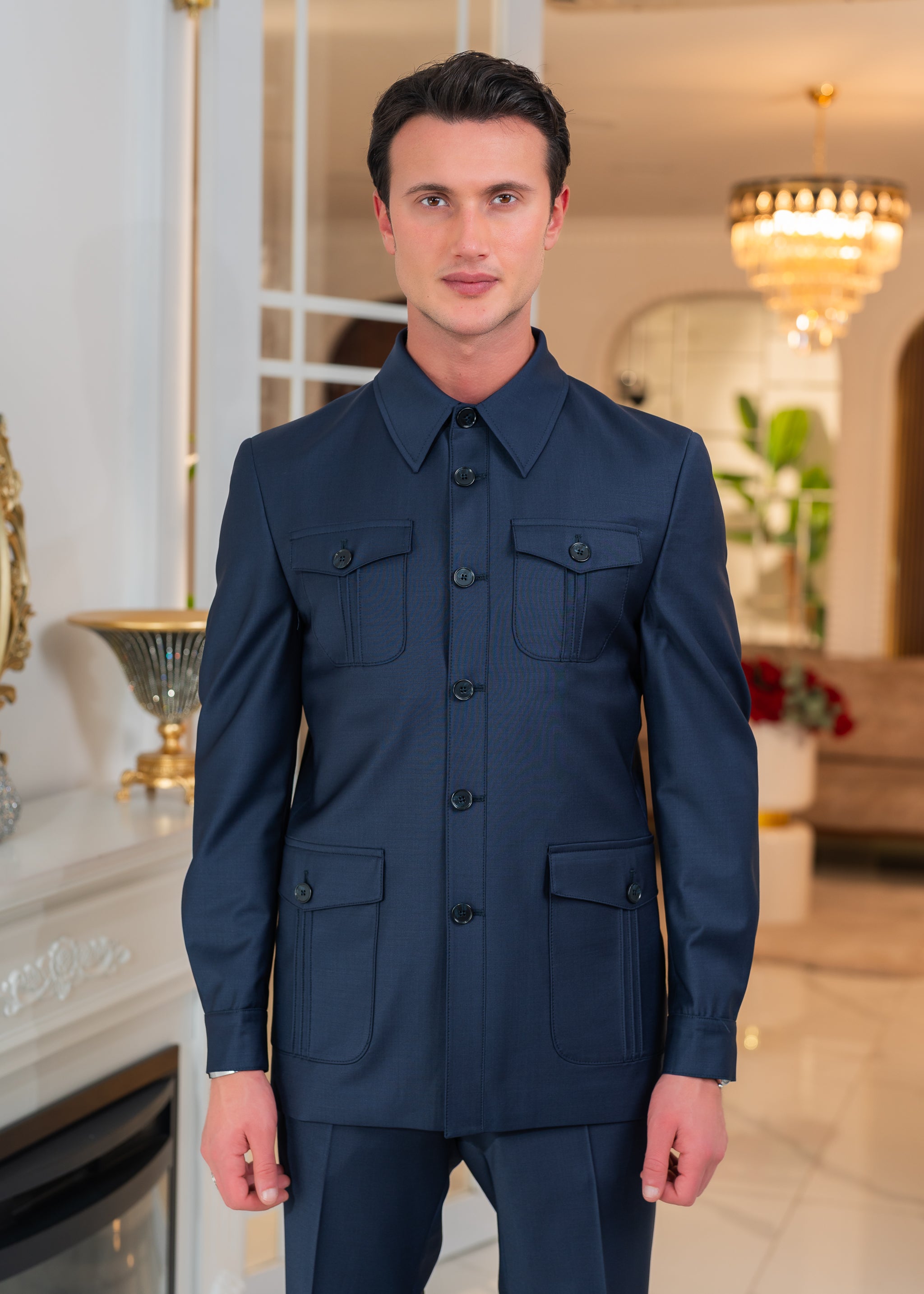 Safari à col chemise Bleu Marine - Zignelli