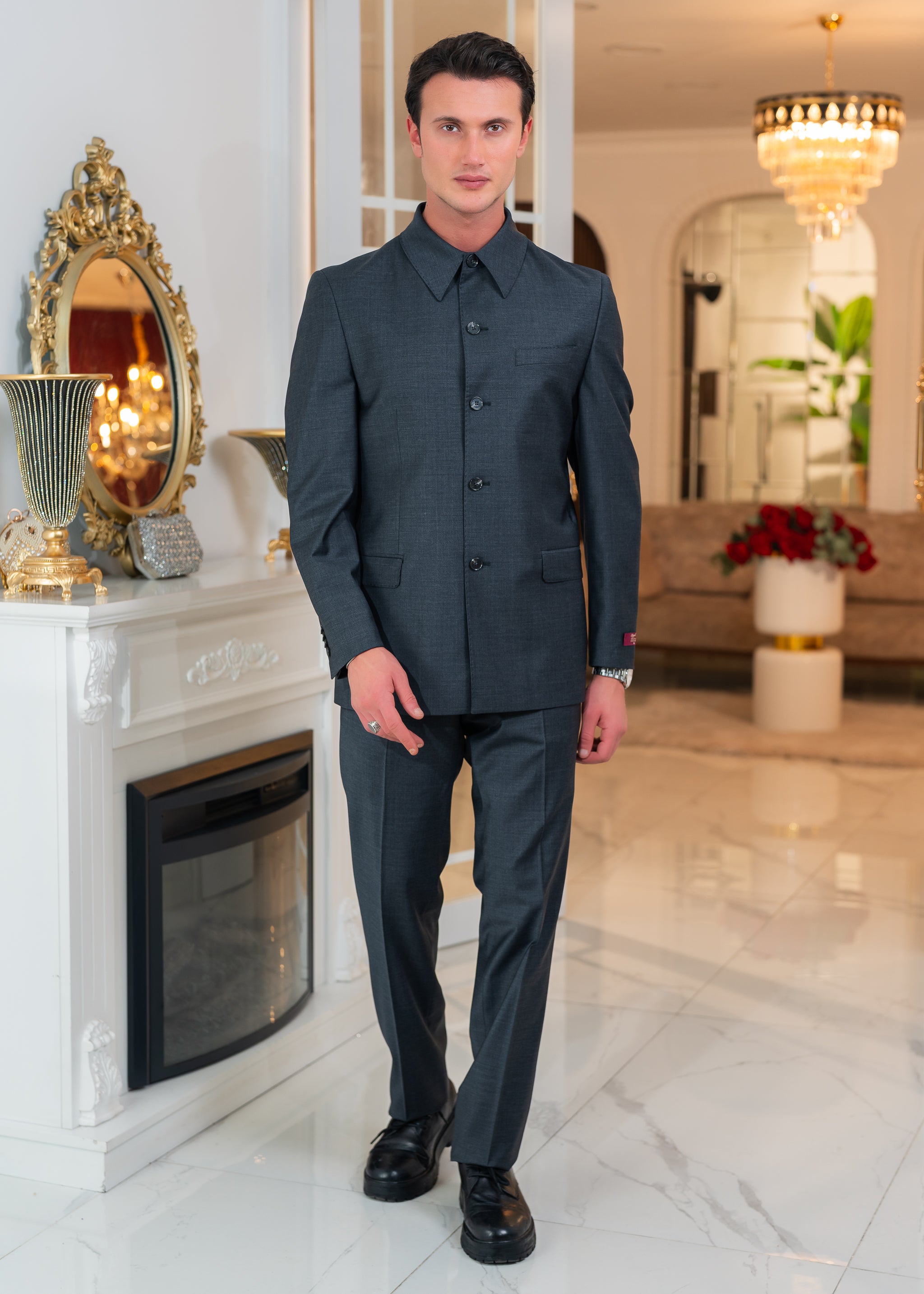 Safari à col chemise Gris Anthracite - Zignelli